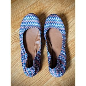 🍀LUCKY BRAND Patterned Canvas Stretchy Flats